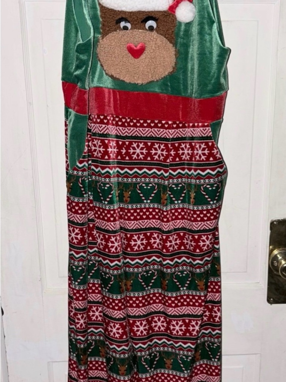 NOBO Green and Red Reindeer Holiday one piece for women